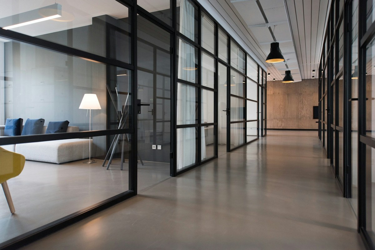 Open modern office with shared work areas